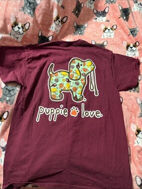 Maroon puppie love football tee